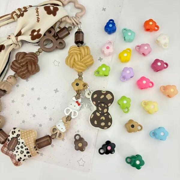 Acrylic Bail beads, connect figures, Flower shape ,colorful