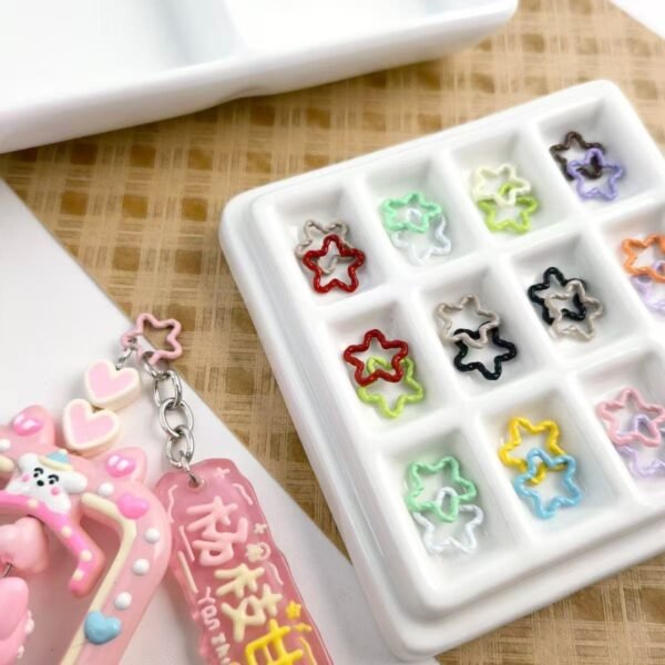 Metal Closed rings , Star shape,Colorful, Embossed Rings