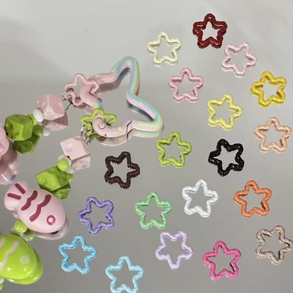 Metal Closed rings , Star shape,Colorful, Embossed Rings