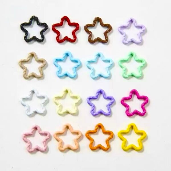 Metal Closed rings , Star shape,Colorful, Embossed Rings