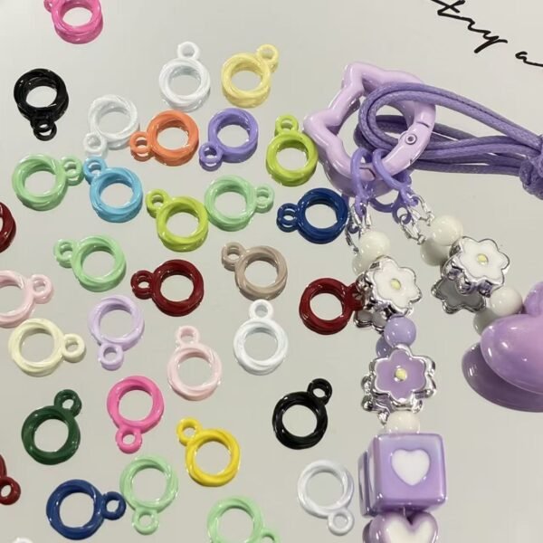 Metal bail beads, Colorful embossed, thin & big hole,fit for the rope