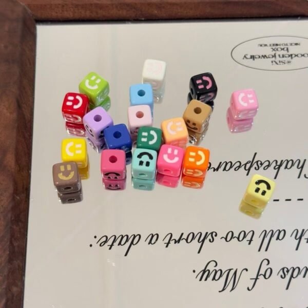 Acrylic beads, square shape,smile spacer beads,colorful
