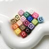 Acrylic beads, square shape,smile spacer beads,colorful