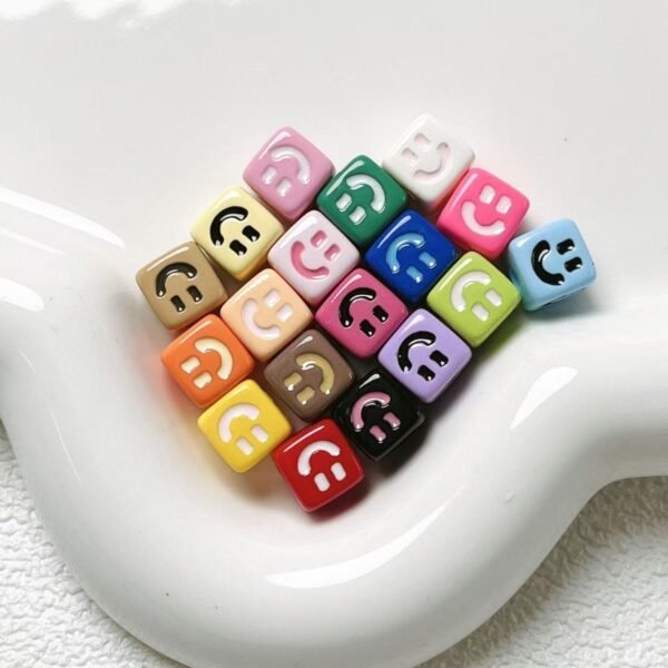 Acrylic beads, square shape,smile spacer beads,colorful