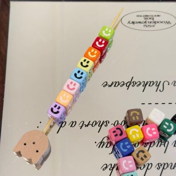 Acrylic beads, square shape,smile spacer beads,colorful