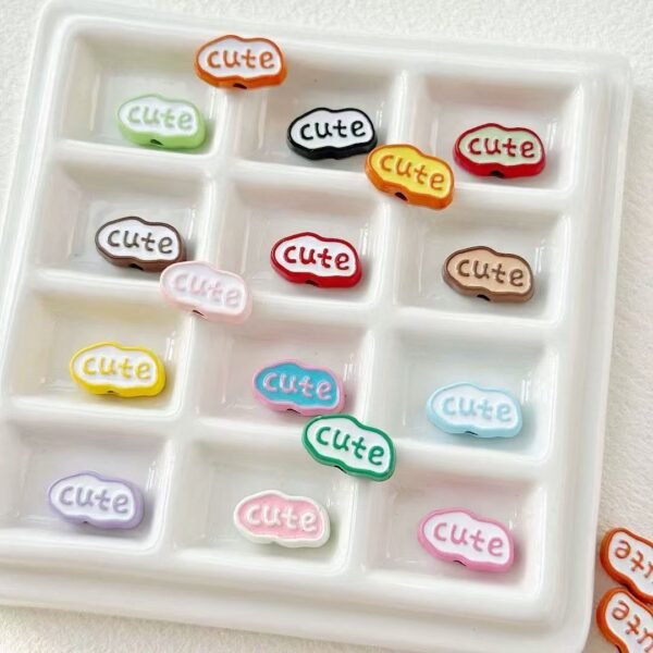 Metal beads, Cute words, colorful,size 15*8