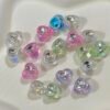 Ushiny pearl beads,heart shape,shiny with rhinestones ,transparent ,colorful,