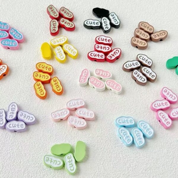 Metal beads, Cute words, colorful,size 15*8