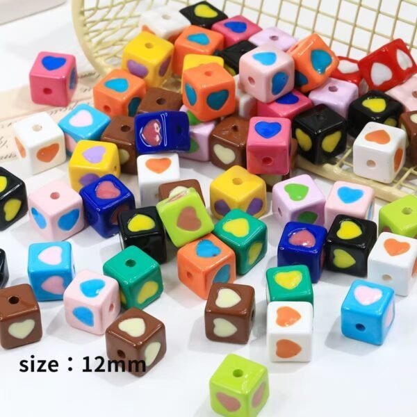 Acrylic beads,square shape,heart beads,colorful