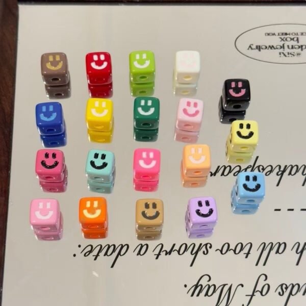 Acrylic beads, square shape,smile spacer beads,colorful
