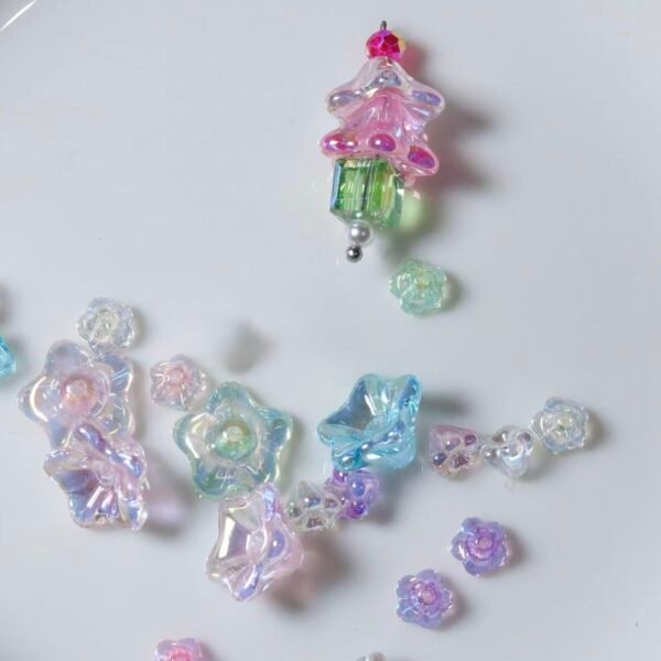 Ushiny pearl beads,flower shape,shiny transparent ,colorful,