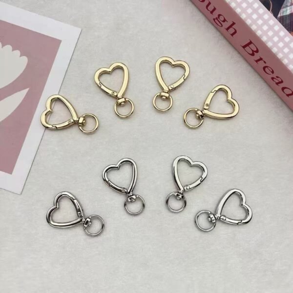 High quality heart-shaped spring buckle, universal buckle, gold silver, DIY keychain