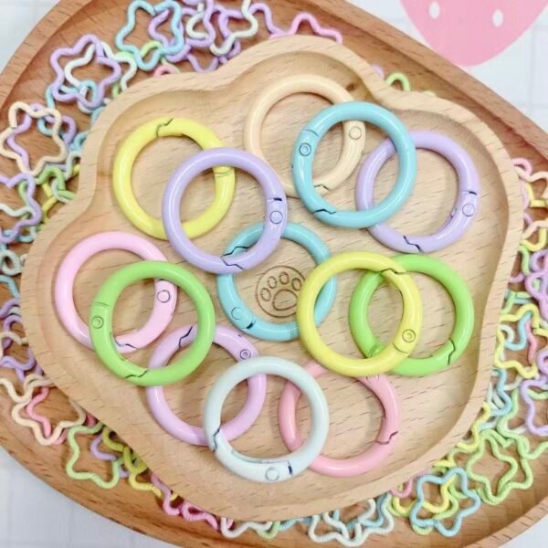 25mm circular alloy spring buckle, macaron color palette, DIY keychain/phone chain