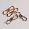 Knot shaped double ended spring buckle, gold silver, DIY keychain