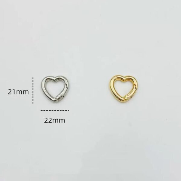 Heart shaped spring buckle, colorful/gold silver, DIY keychain