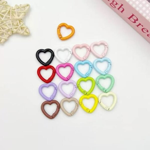 Heart shaped spring buckle, colorful/gold silver, DIY keychain
