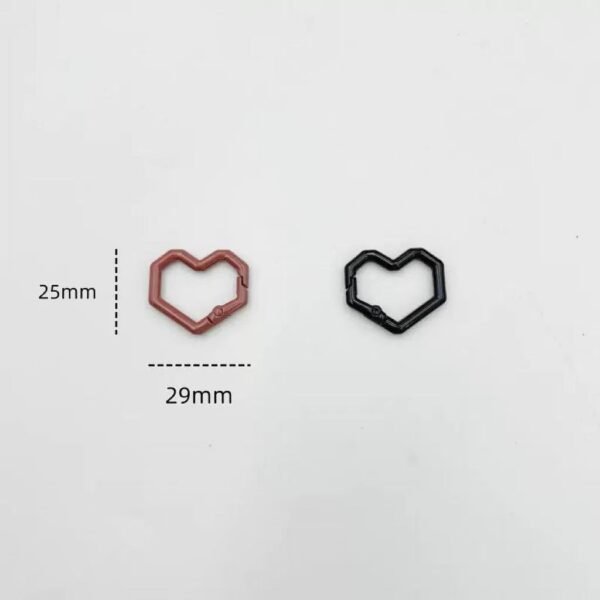 Pixel heart-shaped spring buckle, circular buckle, colorful/gold silver, DIY keychain