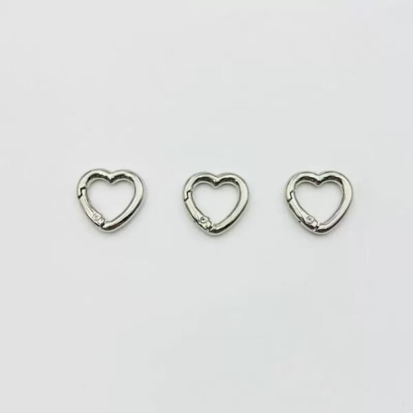 Heart shaped spring buckle, colorful/gold silver, DIY keychain