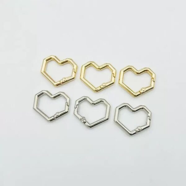 Pixel heart-shaped spring buckle, circular buckle, colorful/gold silver, DIY keychain