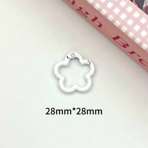 Painted flower shaped spring buckle, colorful, DIY keychain