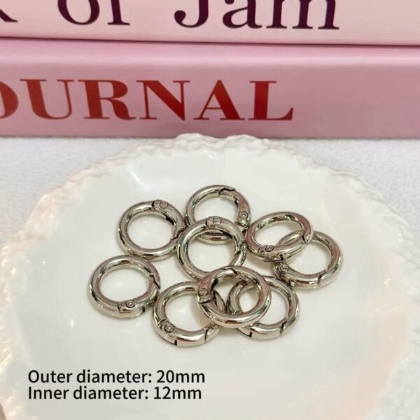 20mm gold/silver circular alloy spring buckle, DIY keychain/phone chain