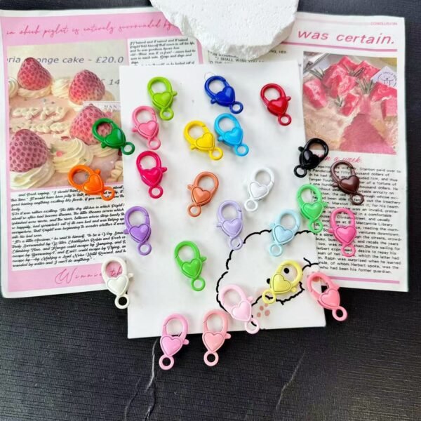 Heart shape painted lobster button, colorful, DIY keychain