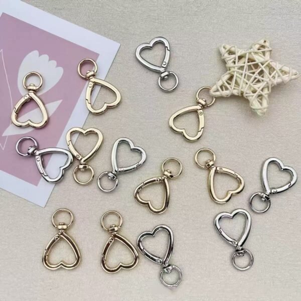 High quality heart-shaped spring buckle, universal buckle, gold silver, DIY keychain