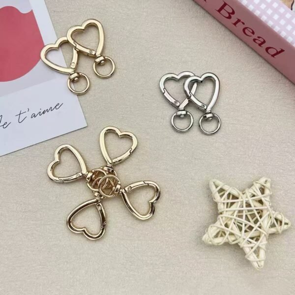 High quality heart-shaped spring buckle, universal buckle, gold silver, DIY keychain